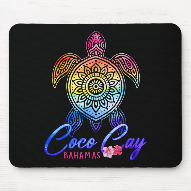 Coco cay tie dye sea turtle  mouse pad (Front)