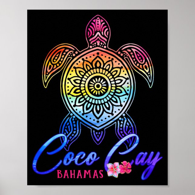 Coco cay tie dye sea turtle  poster (Front)
