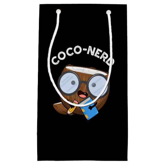 Coco-nerd Funny Fruit Coconut Pun Dark BG Small Gift Bag (Front)
