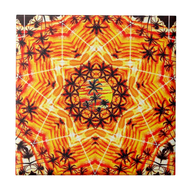 Coco Palm Star  Ceramic Tile (Front)