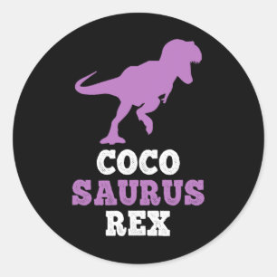 Coco-saurus Rex Dino Dinosaur Cocosaurus Funny  Classic Round Sticker