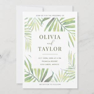 COCO Watercolor Palm Leaf Wedding Invitation