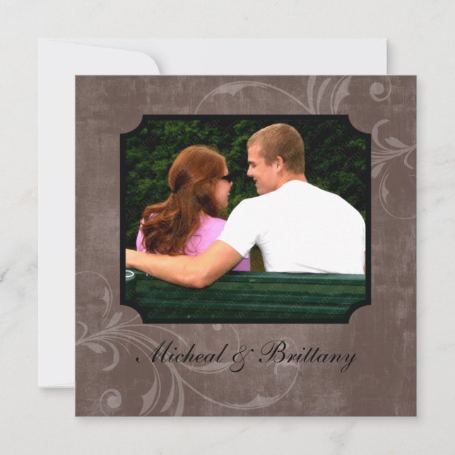 Cocoa Accent Wedding Engagement Announcement (Front)