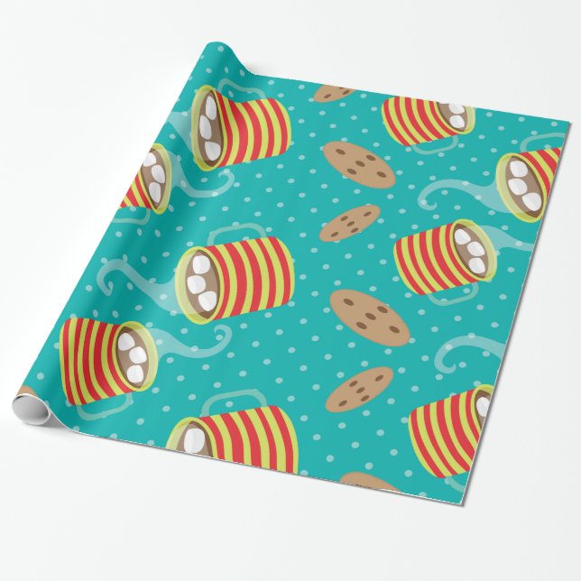 Cocoa and Cookies Holiday Wrapping Paper (Unrolled)