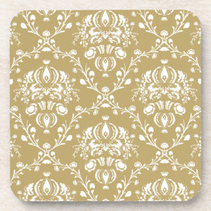 Cocoa and Cream Damask Coaster