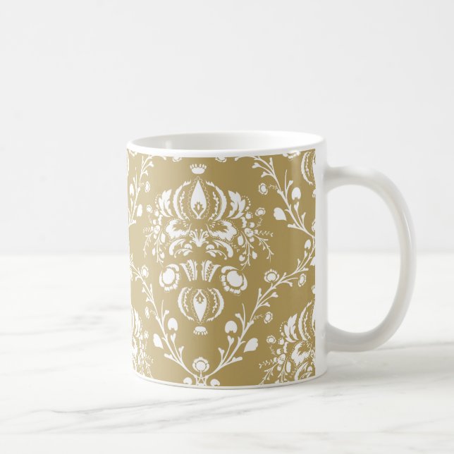 Cocoa and Cream Damask Coffee Mug (Right)