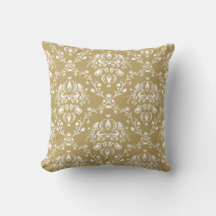 Cocoa and Cream Damask Cushion