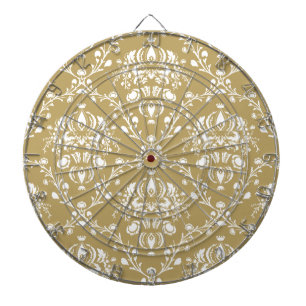 Cocoa and Cream Damask Dartboard