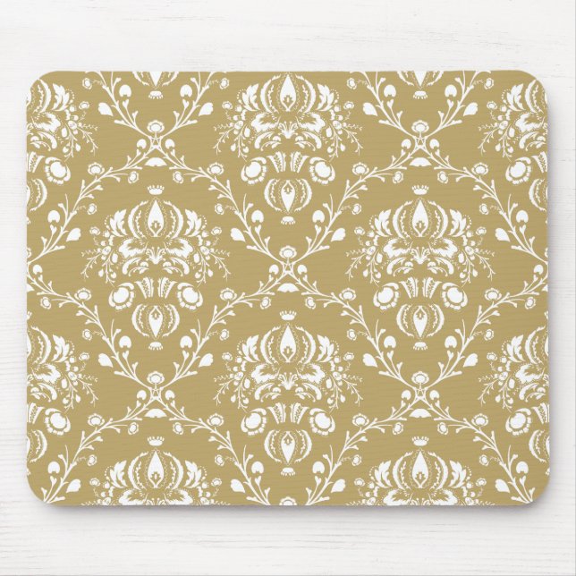 Cocoa and Cream Damask Mouse Pad (Front)