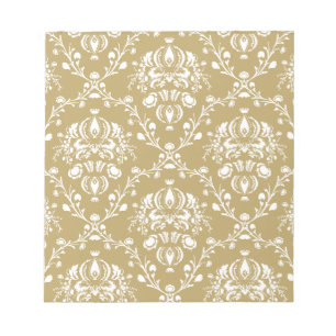 Cocoa and Cream Damask Notepad