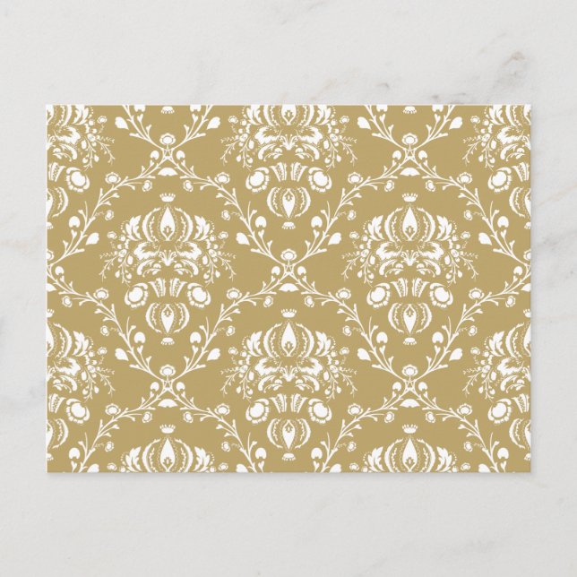 Cocoa and Cream Damask Postcard (Front)