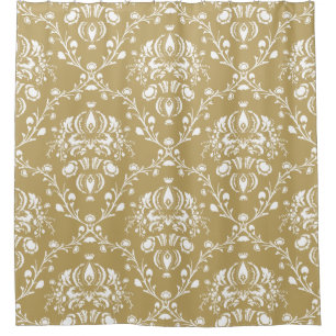 Cocoa and Cream Damask Shower Curtain