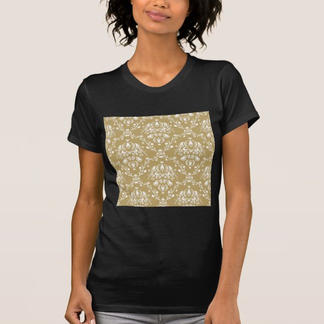Cocoa and Cream Damask T-Shirt (Front)