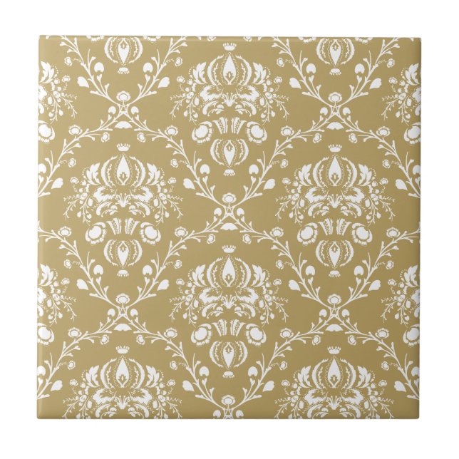 Cocoa and Cream Damask Tile (Front)