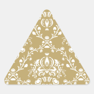 Cocoa and Cream Damask Triangle Sticker