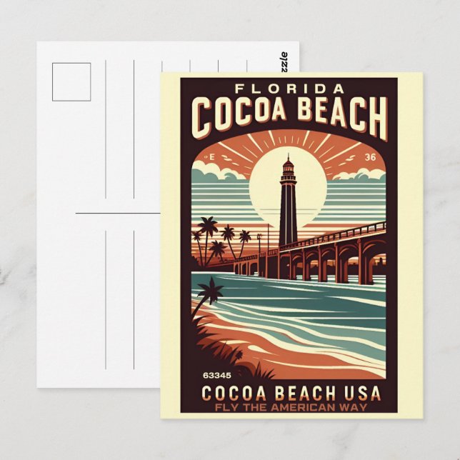 Cocoa Beach City Florida coast line gifts Postcard (Front/Back)