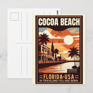 Cocoa Beach City Florida coast line gifts Postcard
