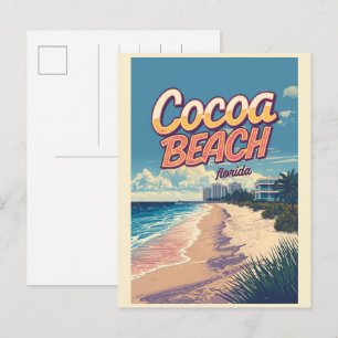 Cocoa Beach City Florida coast line gifts Postcard