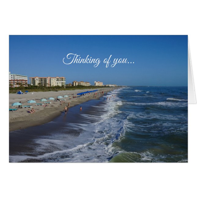 Cocoa Beach Coastline Thinking Of You Card (Front Horizontal)