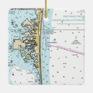Cocoa Beach FL Chart Ceramic Ornament