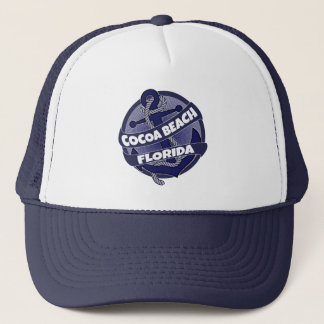 Cocoa Beach Florida anchor swirl trucker hat