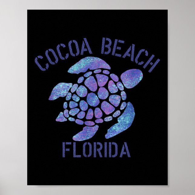 Cocoa Beach, Florida Beach Design _ Tribal Turtle  Poster (Front)