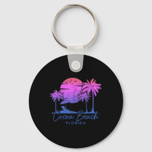 Cocoa Beach Florida Fl Surf Vintage Sunset Surfer Key Ring