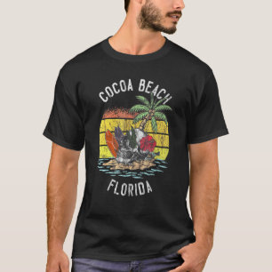 Cocoa Beach Florida Palms Skull Surf Sunset Vacati T-Shirt