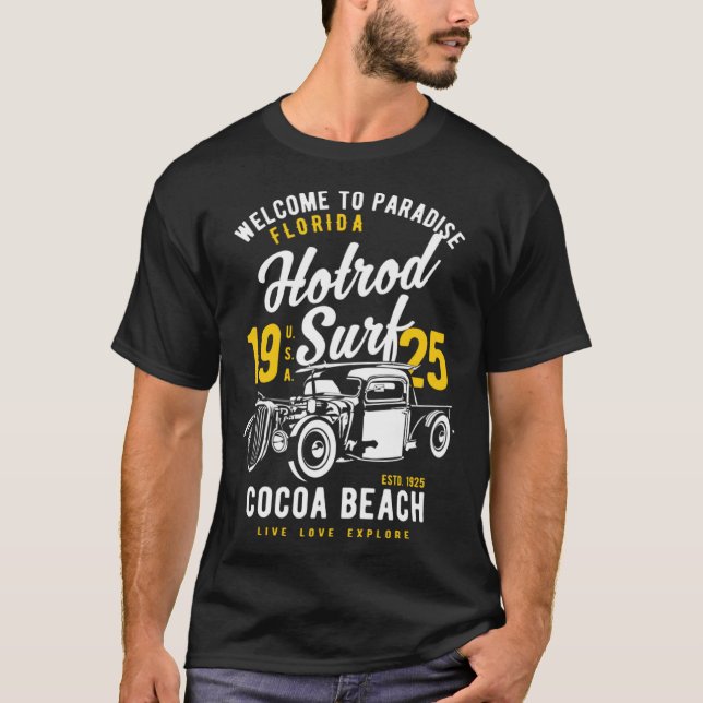 Cocoa Beach Florida Retro Hotrod Surf  11 T-Shirt (Front)