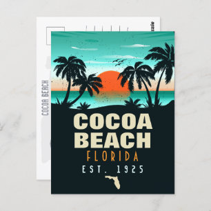 Cocoa Beach Florida Retro Sunset Souvenirs 60s Postcard