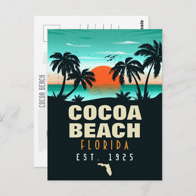 Cocoa Beach Florida Retro Sunset Souvenirs 60s Postcard (Front/Back)