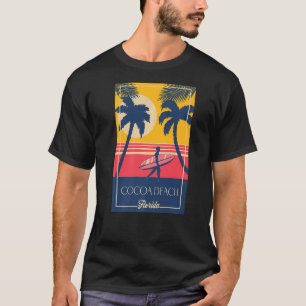Cocoa Beach Florida Retro Surfer Beach Sunset T-Shirt