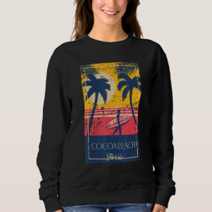Cocoa Beach Florida Retro Surfer Distressed Design Sweatshirt