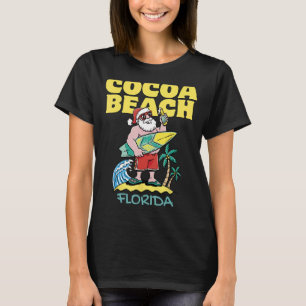 COCOA BEACH FLORIDA Santa Christmas Surfing T-Shirt