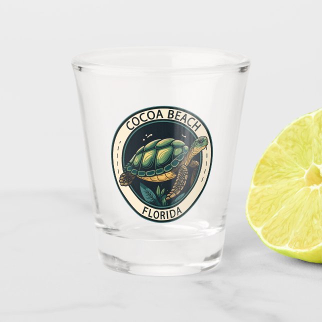 Cocoa Beach Florida Turtle Badge Shot Glass (Front)