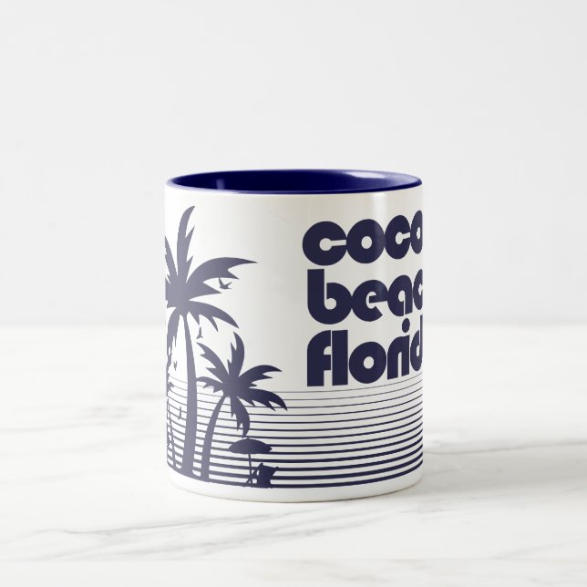Cocoa Beach Florida Two-Tone Coffee Mug (Center)
