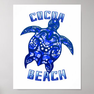 Cocoa Beach Florida Vacation Tribal Turtle Poster