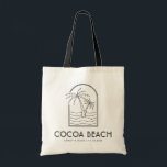 Cocoa Beach Florida Wedding Weekend Destination Tote Bag<br><div class="desc">Welcome your Cocoa Beach Florida wedding guests with these custom wedding welcome bags! Embrace the sunny spirit with this classic tote featuring a palm tree and ocean line sketch design. Customise it with the name and location of your wedding. Give your guests a stylish gift to be used long after...</div>