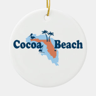 Cocoa Beach - Map Design. Ceramic Tree Decoration