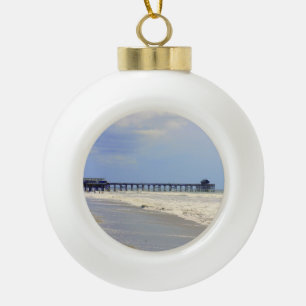 Cocoa Beach Pier Ceramic Ball Christmas Ornament