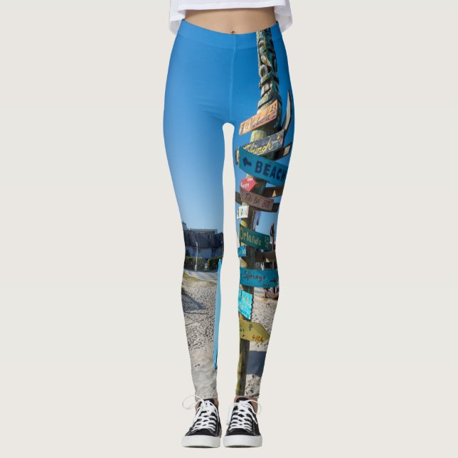 Cocoa Beach Tiki Totem Leggings (Front)