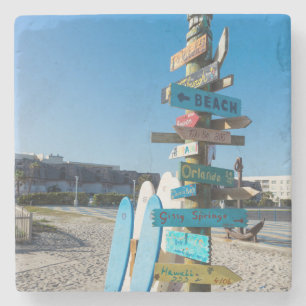 Cocoa Beach Tiki Totem Stone Coaster