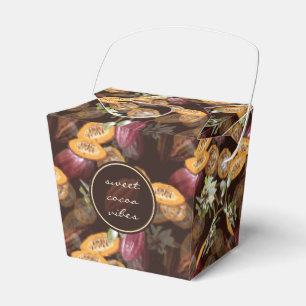 Cocoa Beans and Flowers, Chocolate Pattern Favour Box