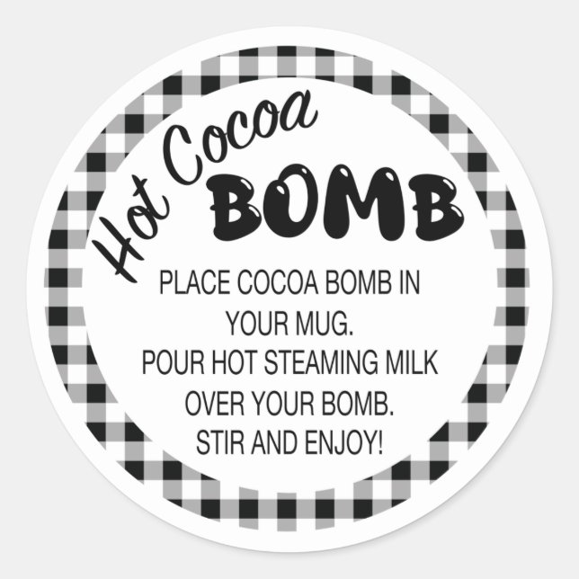 Cocoa bomb directions label, plaid label (Front)