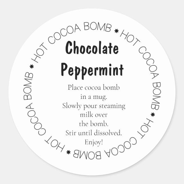 Cocoa Bomb Instruction Sticker, Flavour tag (Front)