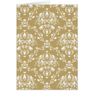 Cocoa Brown and Cream Damask