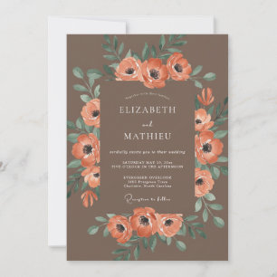 Cocoa Brown Atmospheric Autumnal Wedding Invitation