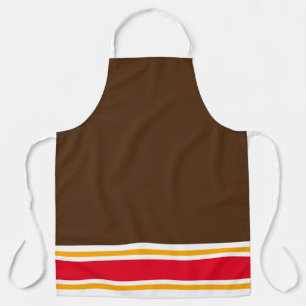 Cocoa Brown Bright Red Yellow Hem Racing Stripes Apron