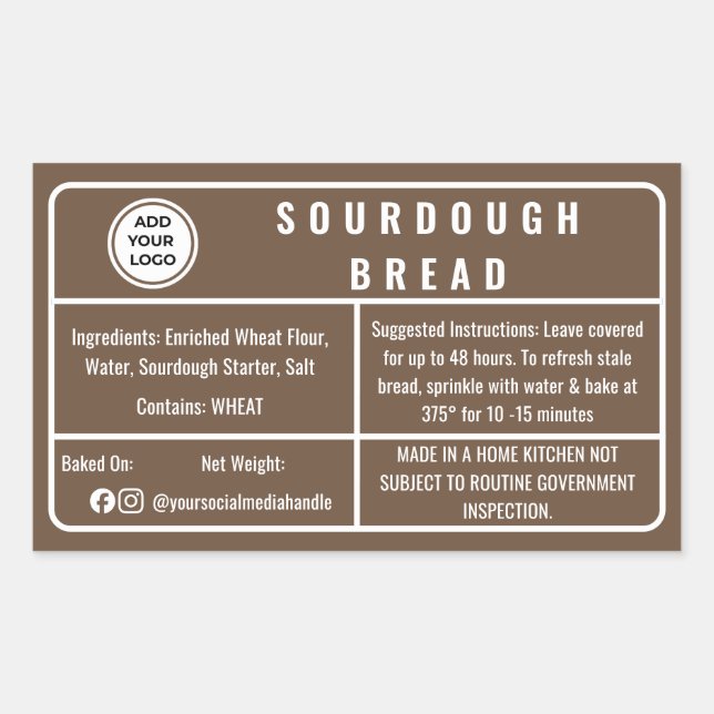Cocoa Brown Cottage Law  Sourdough Bread Label (Front)