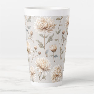 Cocoa Brown Cream Floral  Latte Mug